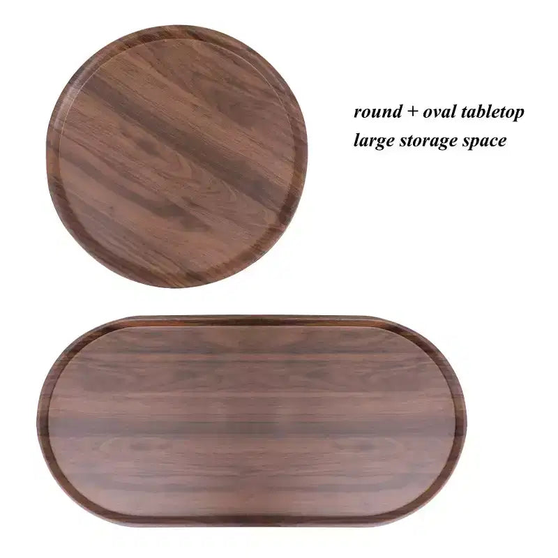 Chic Crate - Table de chevet gain de place marron noyer pour salon - Table d'appoint de canapé moderne à 2 niveaux avec étagère de rangement en bois