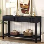 Console moderne en placage de frêne avec 2 tiroirs, table d'entrée rustique à rayures, table de canapé étroite - ModernLuxe