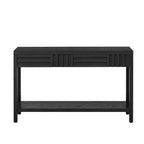 Console moderne en placage de frêne avec 2 tiroirs, table d'entrée rustique à rayures, table de canapé étroite - ModernLuxe