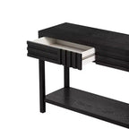 Console moderne en placage de frêne avec 2 tiroirs, table d'entrée rustique à rayures, table de canapé étroite - ModernLuxe