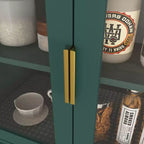 Bibliothèque haute avec portes en verre trempé, planches réglables, 4 portes en MDF laqué, Blanc, Rangement salon et chambre