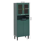 Bibliothèque haute avec portes en verre trempé, planches réglables, 4 portes en MDF laqué, Blanc, Rangement salon et chambre
