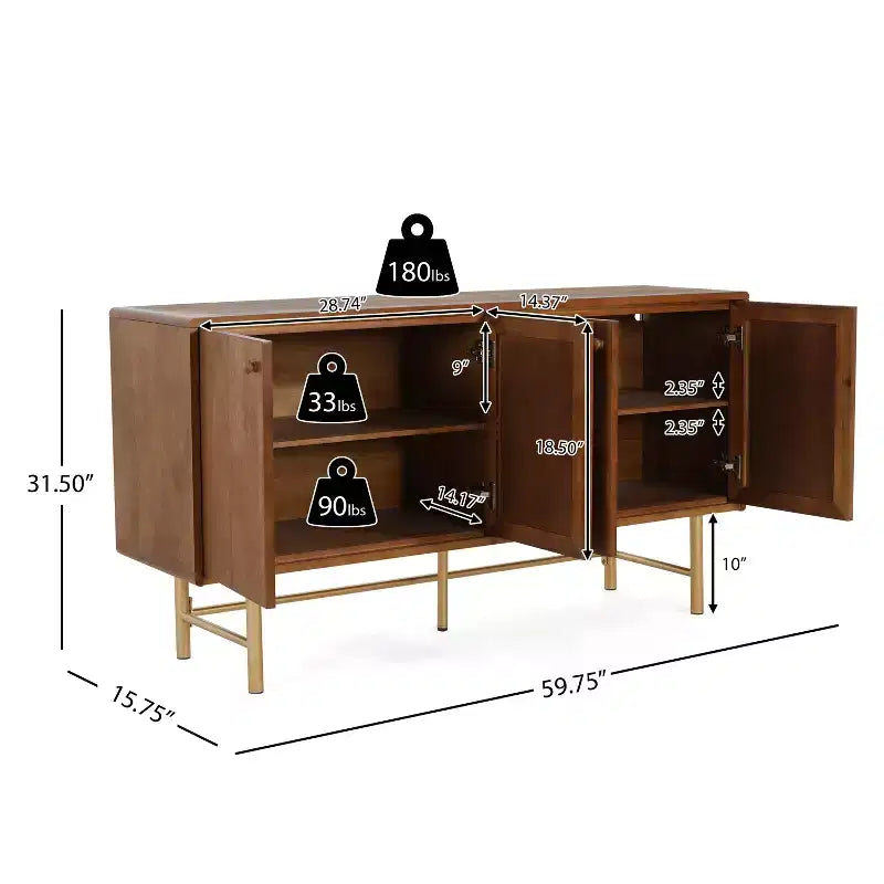 Christopher Knight Home Vincent Armoire de buffet contemporaine en métal avec deux étagères réglables