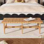 Christopher Knight Home Vladimir Banc de chambre contemporain en bois d'acacia avec similicuir tressé