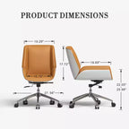 Tree City - Fauteuil de Bureau Pivotant Mid-Century Modern avec Dossier en Bois Courbé Noyer et Assise en Similicuir, Hauteur Réglable et Piètement à Roulettes