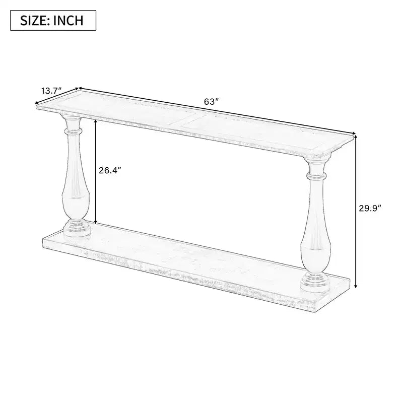 Console vintage, table d'entrée en placage de pin avec pieds en forme de vase élégant - ModernLuxe