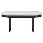 Ensemble table de salle à manger 6 pièces avec chaises rembourrées et banc, style rustique fermier, naturel/espresso-ModernLuxe