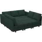 Belffin Canapé-lit modulaire en velours côtelé 9 places convertible avec poufs de rangement Canapé-lit modulaire pour salon