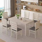 Table à manger de style campagnard VECELO, table en bois d'hévéa avec 4 pieds en bois massif pour la cuisine, gris