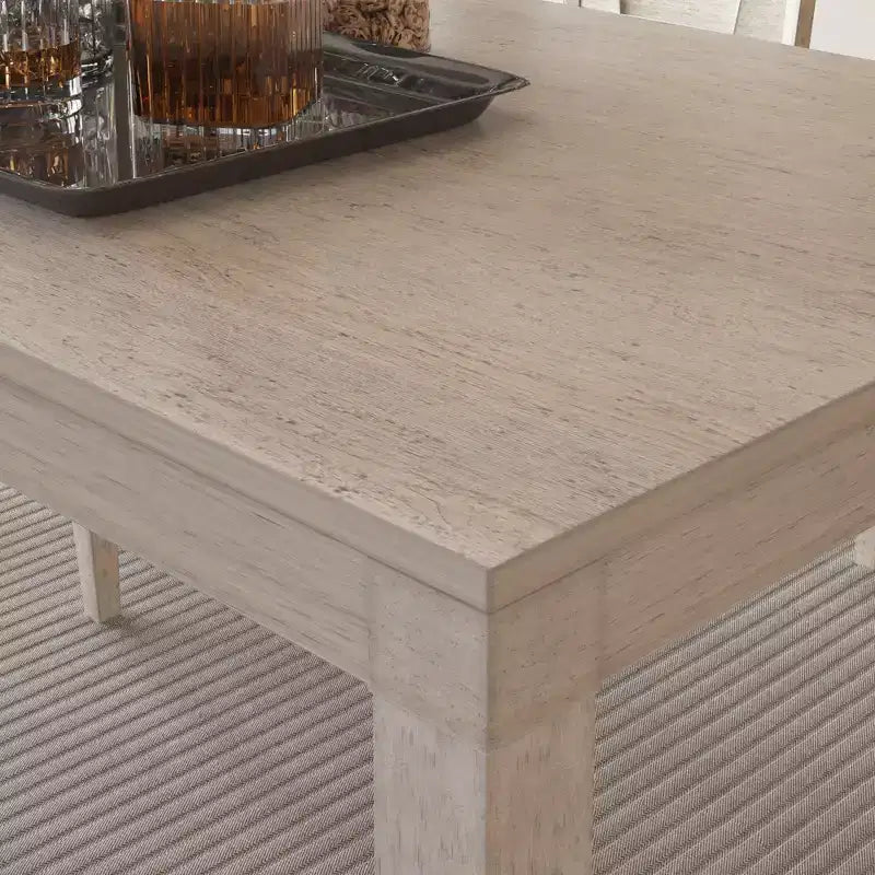 Table à manger de style campagnard VECELO, table en bois d'hévéa avec 4 pieds en bois massif pour la cuisine, gris
