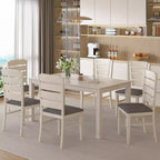 Table à manger de style campagnard VECELO, table en bois d'hévéa avec 4 pieds en bois massif pour la cuisine, gris