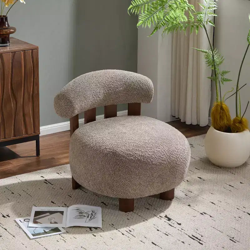 Chaise d'appoint sans accoudoirs Christopher Knight Home Gareth en bois moderne et tissu bouclé
