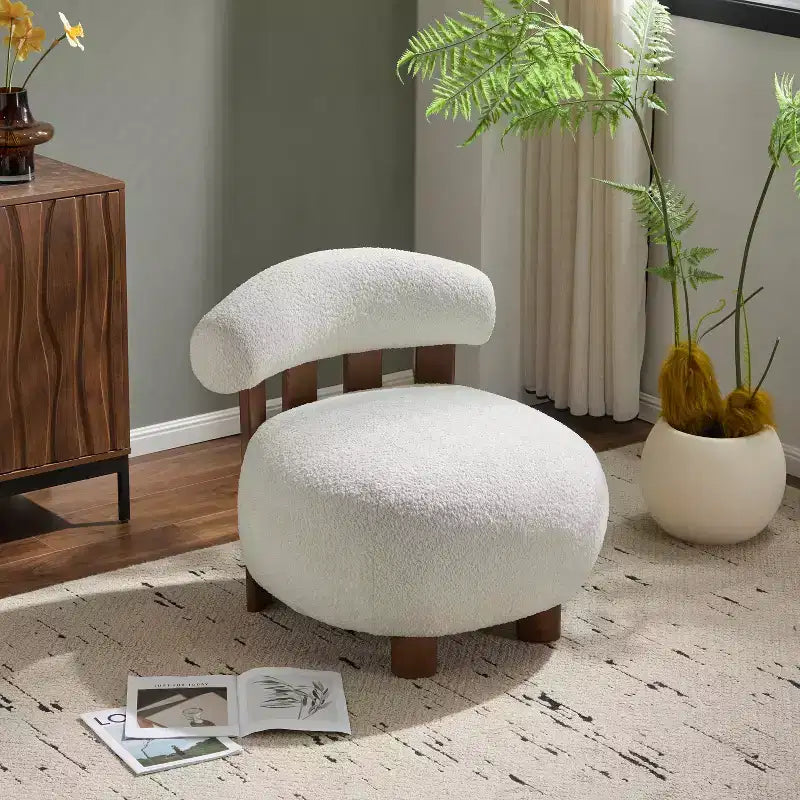 Chaise d'appoint sans accoudoirs Christopher Knight Home Gareth en bois moderne et tissu bouclé
