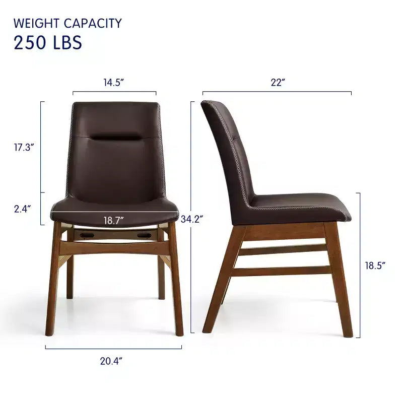 Subrtex Chaise de salle à manger en bois massif avec revêtement en similicuir (Lot de 2)