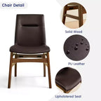 Subrtex Chaise de salle à manger en bois massif avec revêtement en similicuir (Lot de 2)
