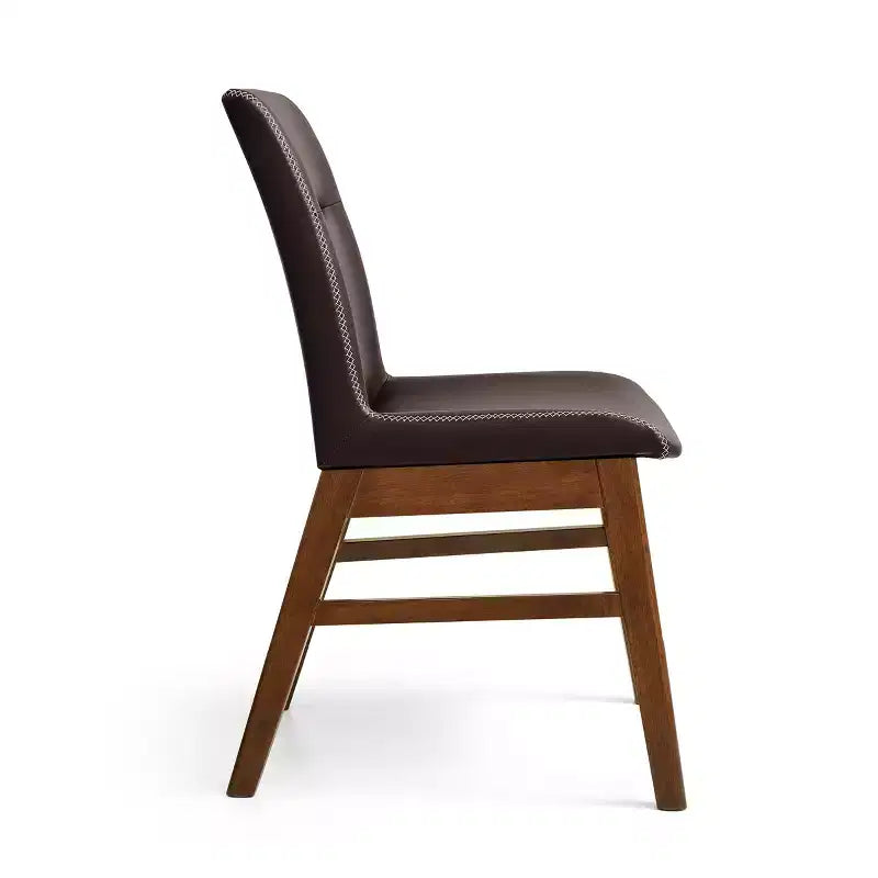 Subrtex Chaise de salle à manger en bois massif avec revêtement en similicuir (Lot de 2)
