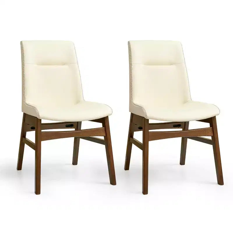 Subrtex Chaise de salle à manger en bois massif avec revêtement en similicuir (Lot de 2)