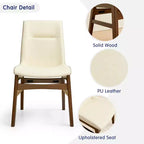 Subrtex Chaise de salle à manger en bois massif avec revêtement en similicuir (Lot de 2)