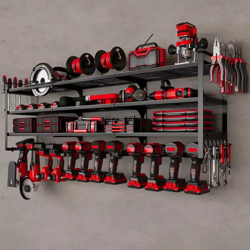 Hausource 4-Tier Large Power Tool Organizer - 12 Drill Holder, Workshop Storage Rack