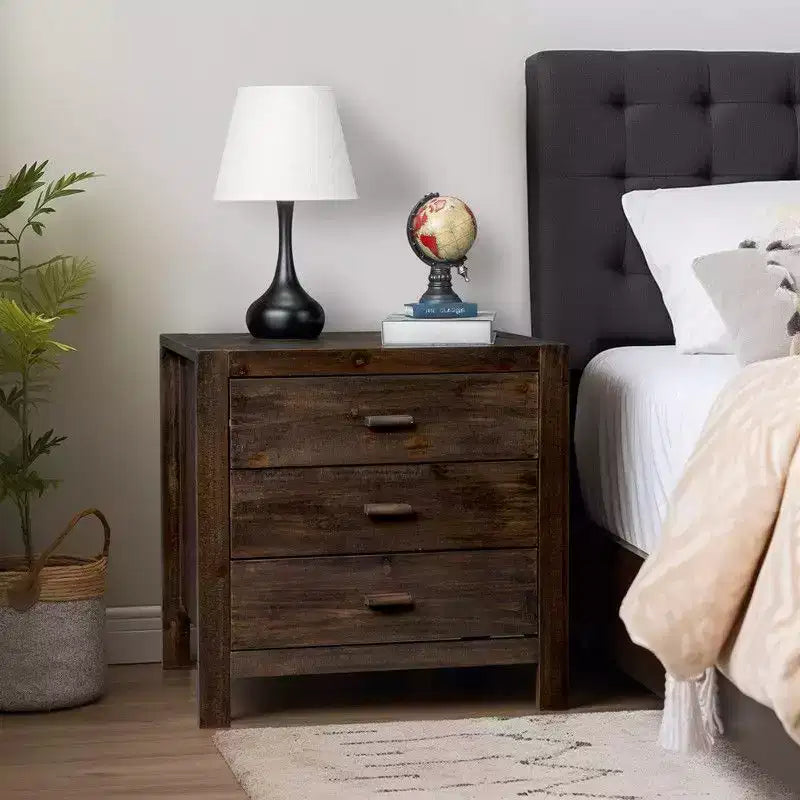 Karl Home | Table de chevet en bois massif de 61 cm (24 po) de large