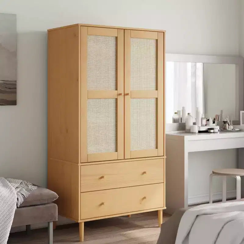 vidaXL SENJA Armoire de rangement Placard aspect rotin Bois de pin massif
