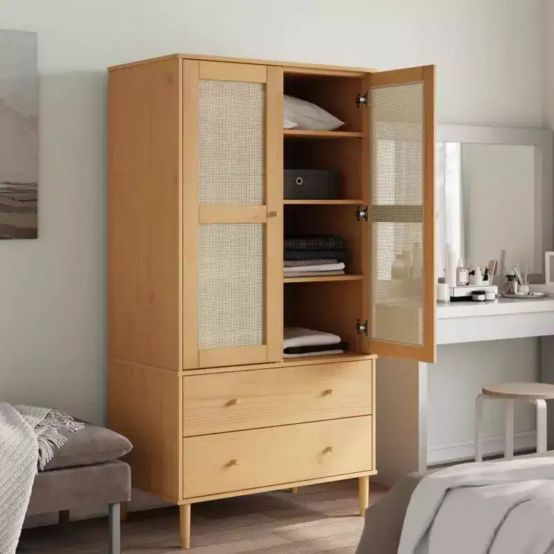 vidaXL SENJA Armoire de rangement Placard aspect rotin Bois de pin massif