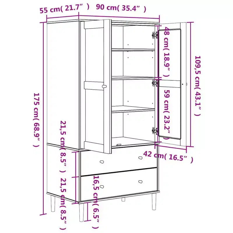 vidaXL SENJA Armoire de rangement Placard aspect rotin Bois de pin massif