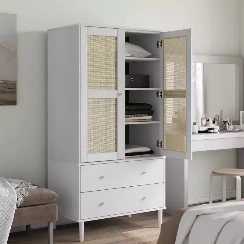 vidaXL SENJA Armoire de rangement Placard aspect rotin Bois de pin massif