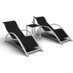 WhizMaz Outdoor Chaise Lounge Set of 3 - Pool & Beach Recliner Chairs with Side Table for Deck, Balcony, Lawn, Patio