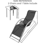Ensemble de 3 chaises longues d'extérieur WhizMaz – Chaises longues de piscine et de plage avec table d'appoint pour terrasse, balcon, pelouse, patio