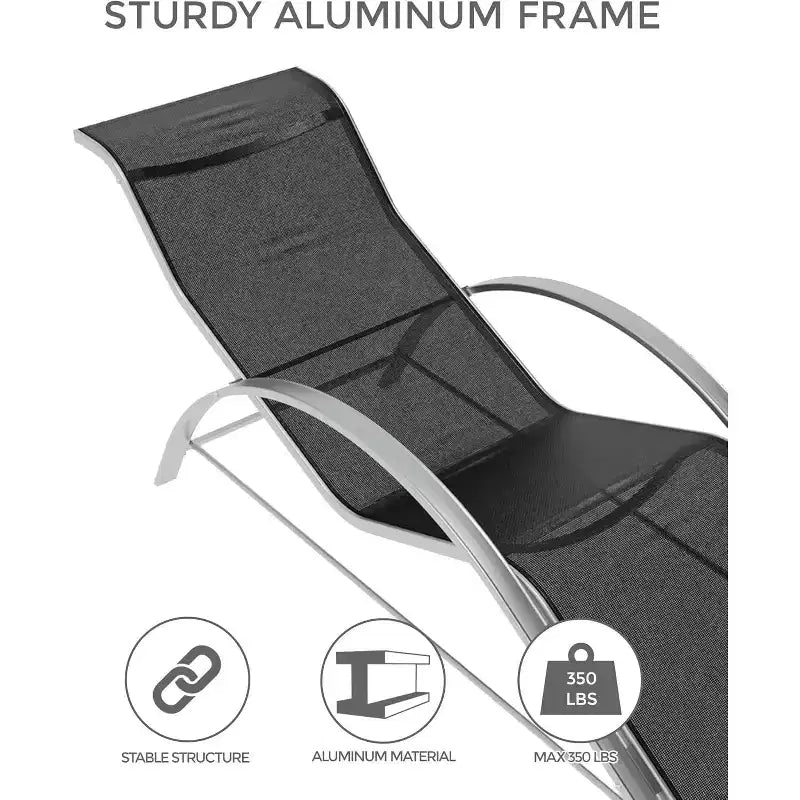 Ensemble de 3 chaises longues d'extérieur WhizMaz – Chaises longues de piscine et de plage avec table d'appoint pour terrasse, balcon, pelouse, patio
