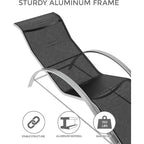 Ensemble de 3 chaises longues d'extérieur WhizMaz – Chaises longues de piscine et de plage avec table d'appoint pour terrasse, balcon, pelouse, patio