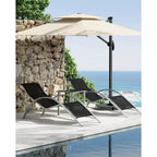 Ensemble de 3 chaises longues d'extérieur WhizMaz – Chaises longues de piscine et de plage avec table d'appoint pour terrasse, balcon, pelouse, patio