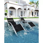 Ensemble de 3 chaises longues d'extérieur WhizMaz – Chaises longues de piscine et de plage avec table d'appoint pour terrasse, balcon, pelouse, patio