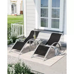 Ensemble de 3 chaises longues d'extérieur WhizMaz – Chaises longues de piscine et de plage avec table d'appoint pour terrasse, balcon, pelouse, patio