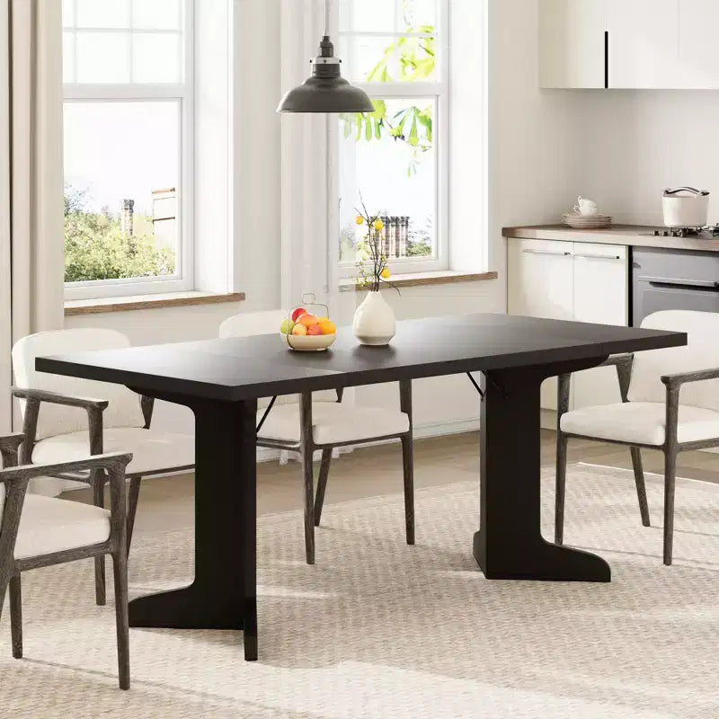 71 Large Dining Table for 6 to 8 People, Modern Dinner Table with Unique Wooden Legs, Rectangle Dining Table for Kitchen, Dining Room & Living Room