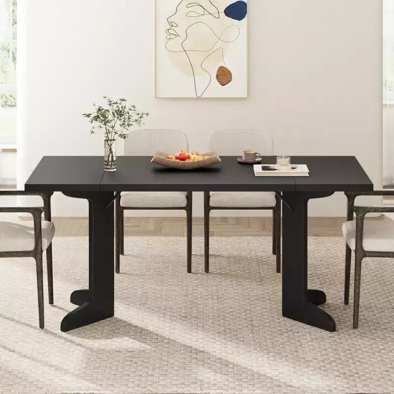 71 Grande table à manger pour 6 à 8 personnes, table de salle à manger moderne avec pieds en bois uniques, table à manger rectangulaire pour cuisine, salle à manger et salon