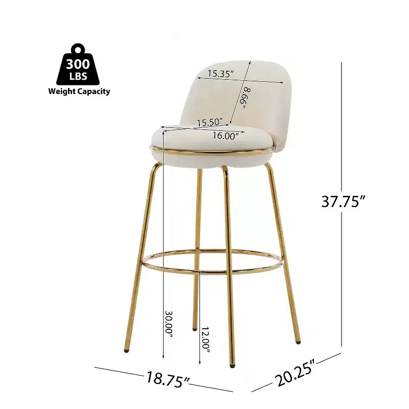 Christopher Knight Home Mads Tabourets de bar sans accoudoirs rembourrés avec cadre en métal pour l'intérieur (Lot de 2)
