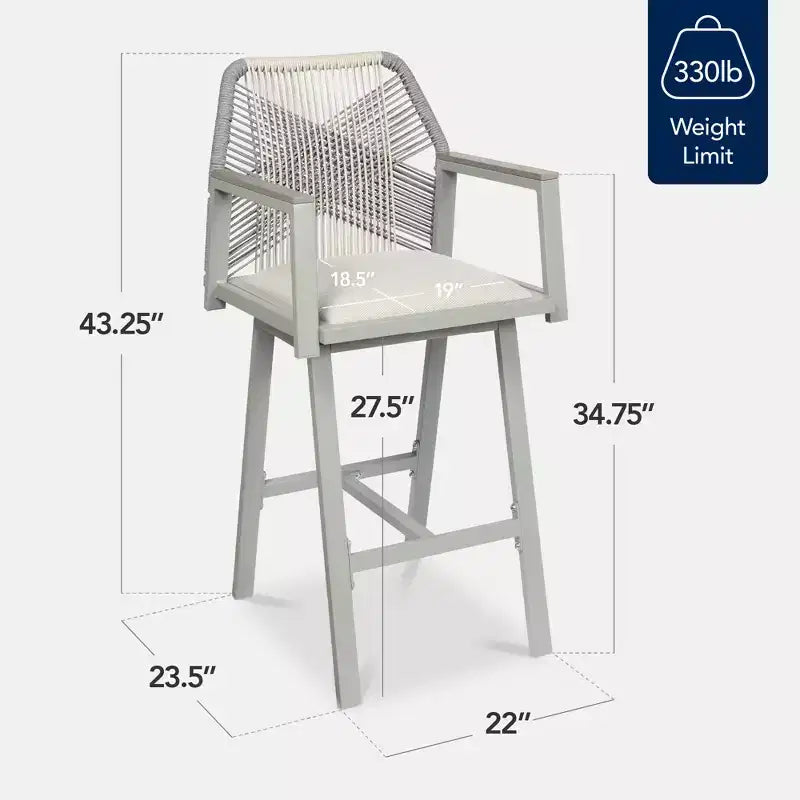 Best Choice Products Lot de 2 tabourets de bar pivotants en aluminium tressé avec accoudoirs, pour intérieur/extérieur