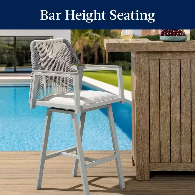 Best Choice Products Lot de 2 tabourets de bar pivotants en aluminium tressé avec accoudoirs, pour intérieur/extérieur