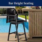 Best Choice Products Lot de 2 tabourets de bar pivotants en aluminium tressé avec accoudoirs, pour intérieur/extérieur