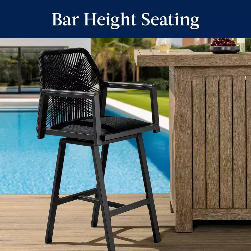 Best Choice Products Lot de 2 tabourets de bar pivotants en aluminium tressé avec accoudoirs, pour intérieur/extérieur