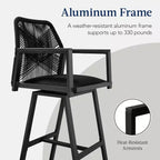 Best Choice Products Lot de 2 tabourets de bar pivotants en aluminium tressé avec accoudoirs, pour intérieur/extérieur