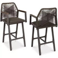 Best Choice Products Set of 2 Indoor/Outdoor Aluminum, Woven Rope Swivel Barstools w/ Armrests