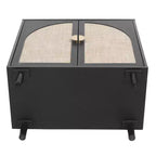 Élégant meuble de rangement en rotin, buffet à 2 portes avec pieds en bois de pin massif pour chambre, salon, bureau - ModernLuxe