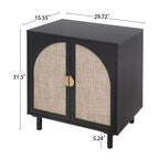 Élégant meuble de rangement en rotin, buffet à 2 portes avec pieds en bois de pin massif pour chambre, salon, bureau - ModernLuxe