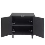 Élégant meuble de rangement en rotin, buffet à 2 portes avec pieds en bois de pin massif pour chambre, salon, bureau - ModernLuxe