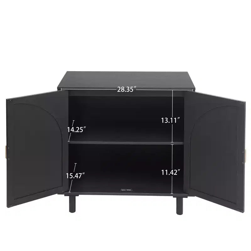 Élégant meuble de rangement en rotin, buffet à 2 portes avec pieds en bois de pin massif pour chambre, salon, bureau - ModernLuxe