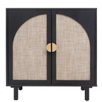 Élégant meuble de rangement en rotin, buffet à 2 portes avec pieds en bois de pin massif pour chambre, salon, bureau - ModernLuxe