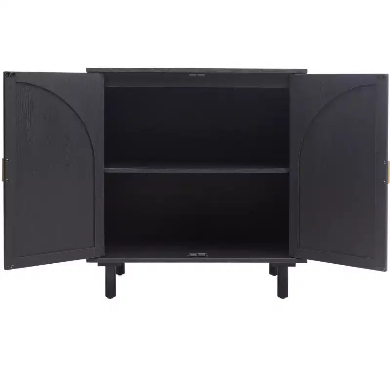 Élégant meuble de rangement en rotin, buffet à 2 portes avec pieds en bois de pin massif pour chambre, salon, bureau - ModernLuxe
